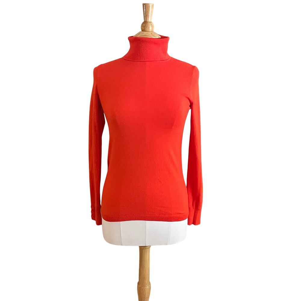 Talbots Red/Orange Cotton Blend Long Sleeve Lightweight Turtleneck Sweater XS